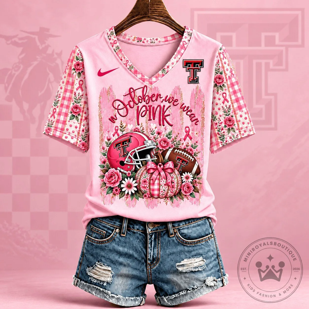 Texas Tech Red Raiders In October We Wear Pink Breast Cancer Awareness T-Shirt