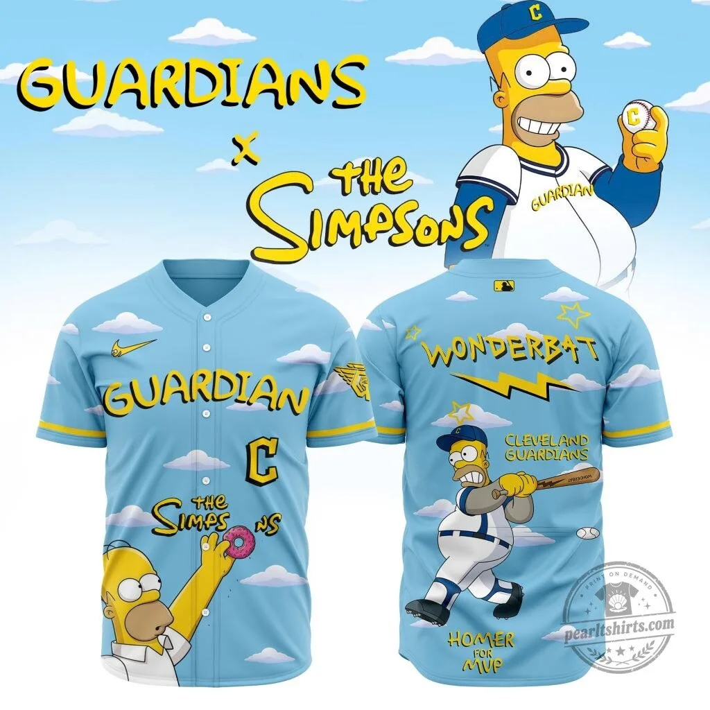 Cleveland Guardians The Simpsons Homer Simpson Baseball Jersey 3 Cleveland Guardians The Simpsons Homer Simpson Baseball Jersey