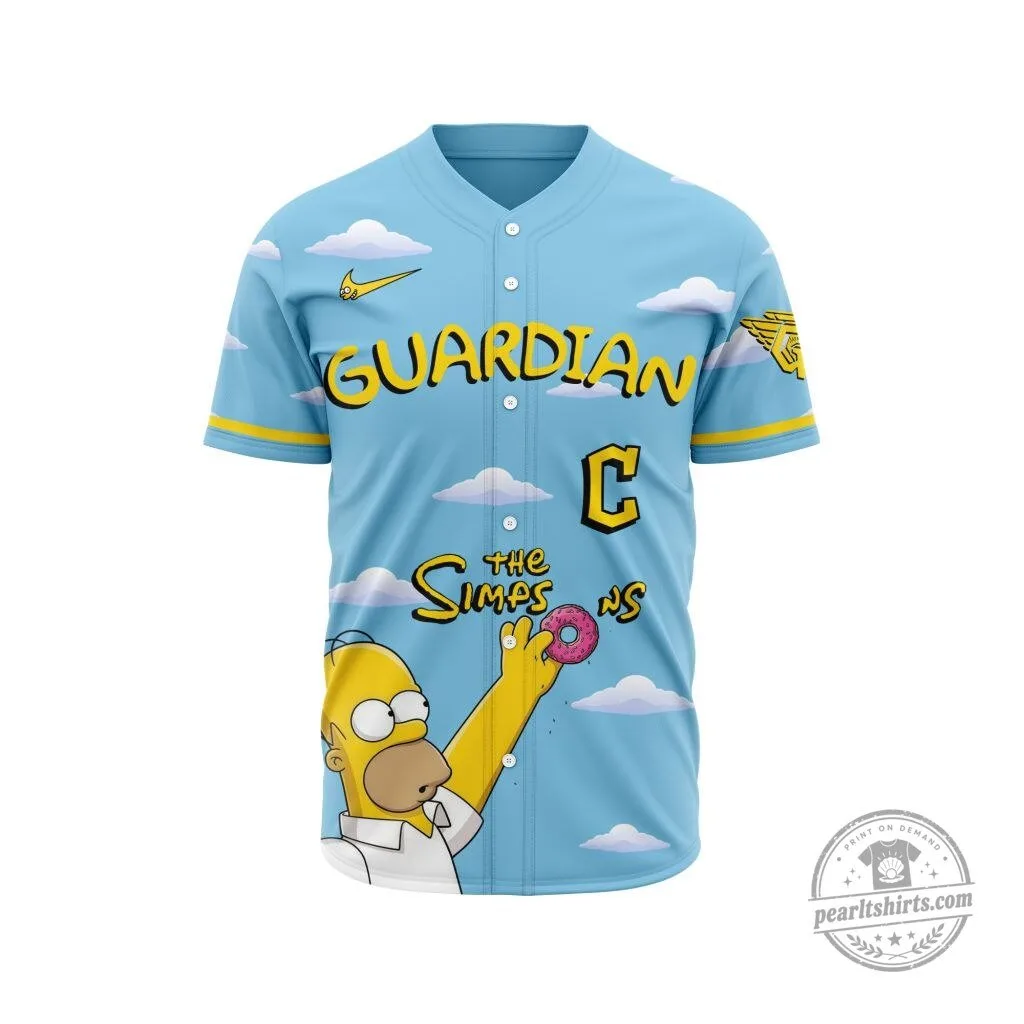 Cleveland Guardians The Simpsons Homer Simpson Baseball Jersey 4 Cleveland Guardians The Simpsons Homer Simpson Baseball Jersey
