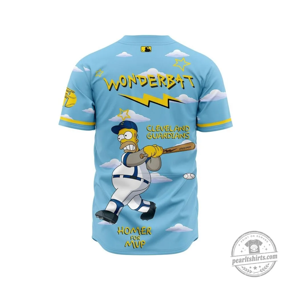 Cleveland Guardians The Simpsons Homer Simpson Baseball Jersey 5 Cleveland Guardians The Simpsons Homer Simpson Baseball Jersey