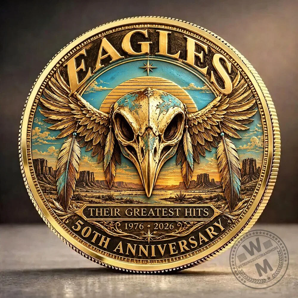 Eagles Band Their Greatest Hits 50th Anniversary Commemorative Golden Coin