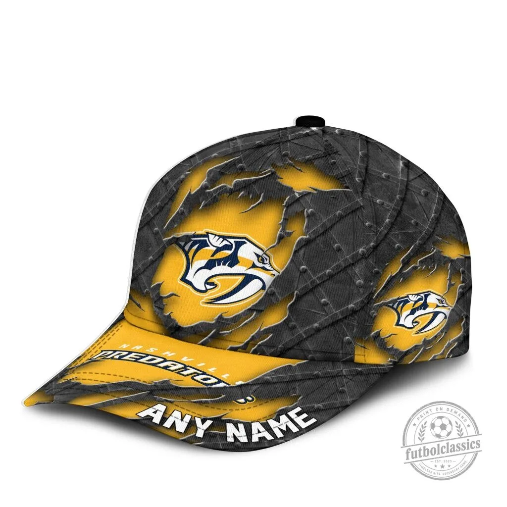 Nashville Predators Personalized Black Metal Design Baseball Cap Hat 5 Nashville Predators Personalized Black Metal Design Baseball Cap Hat