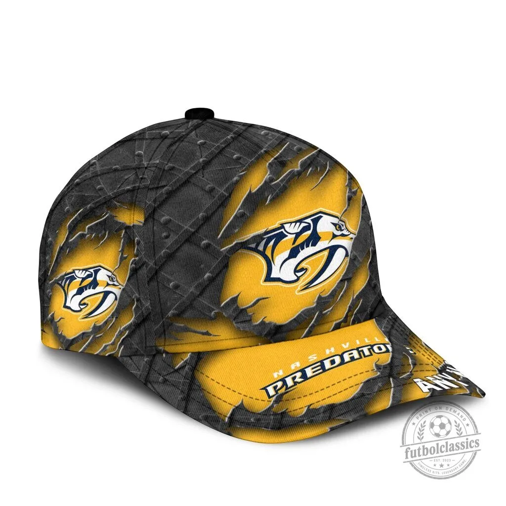 Nashville Predators Personalized Black Metal Design Baseball Cap Hat 6 Nashville Predators Personalized Black Metal Design Baseball Cap Hat