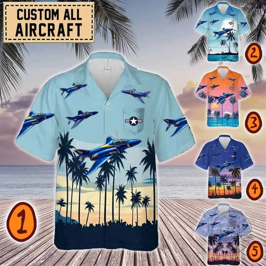 Blue Angels F-4J Phantom II Fighter Jet Hawaiian Shirt