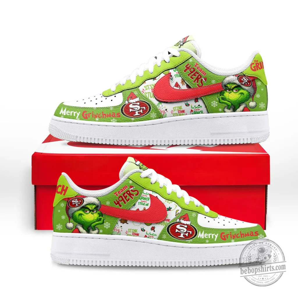 San Francisco 49ers The Grinch Merry Grinchmas Christmas Holiday Shoes San Francisco 49ers The Grinch Merry Grinchmas Christmas Holiday Shoes