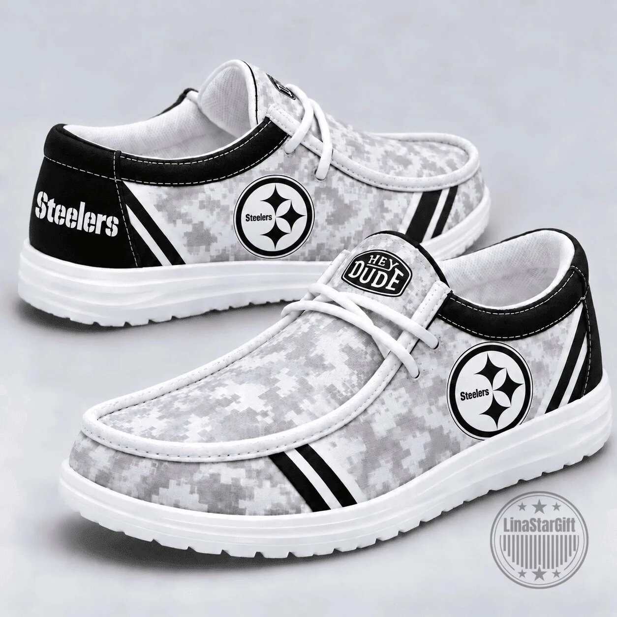 Pittsburgh Steelers Digital Camouflage Loafer Shoes for Men and Women