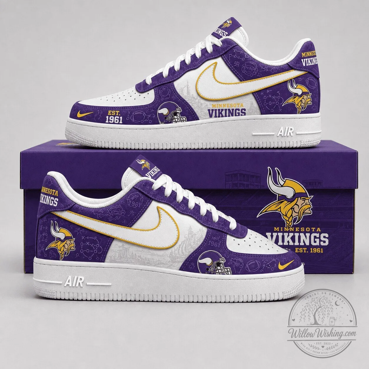 Minnesota Vikings NFL Football Team Custom Air Force 1 Sneakers Shoes 1 Minnesota Vikings NFL Football Team Custom Air Force 1 Sneakers Shoes