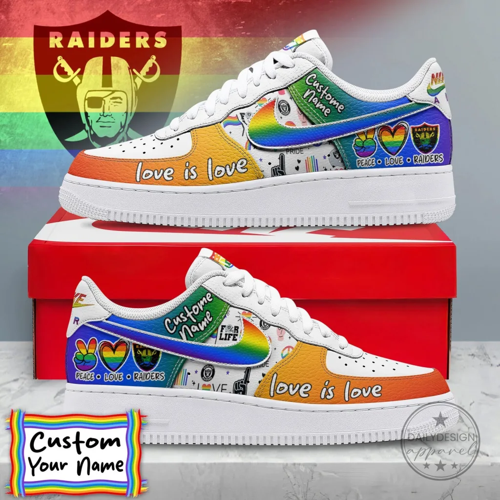 Las Vegas Raiders Pride Month Love Is Love Custom Name Shoes Las Vegas Raiders Pride Month Love Is Love Custom Name Shoes