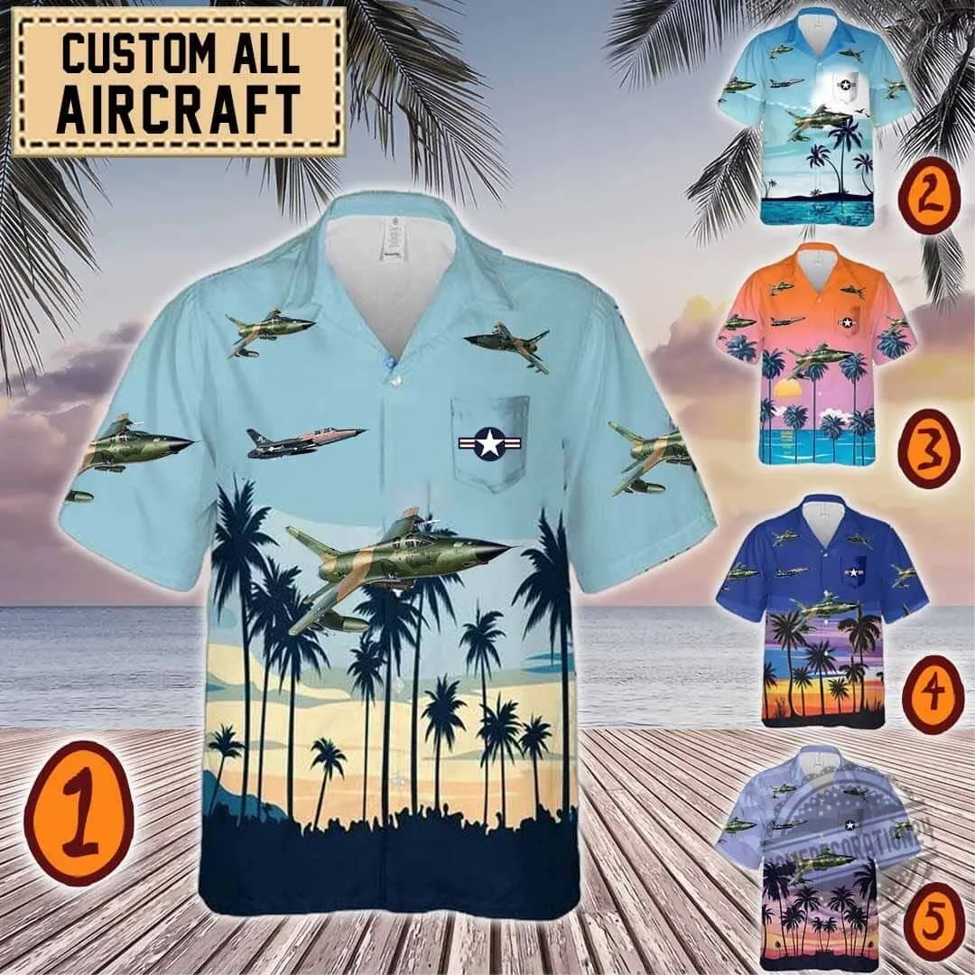 F-105 Thunderchief Fighter Jet Hawaiian Shirt for Men
