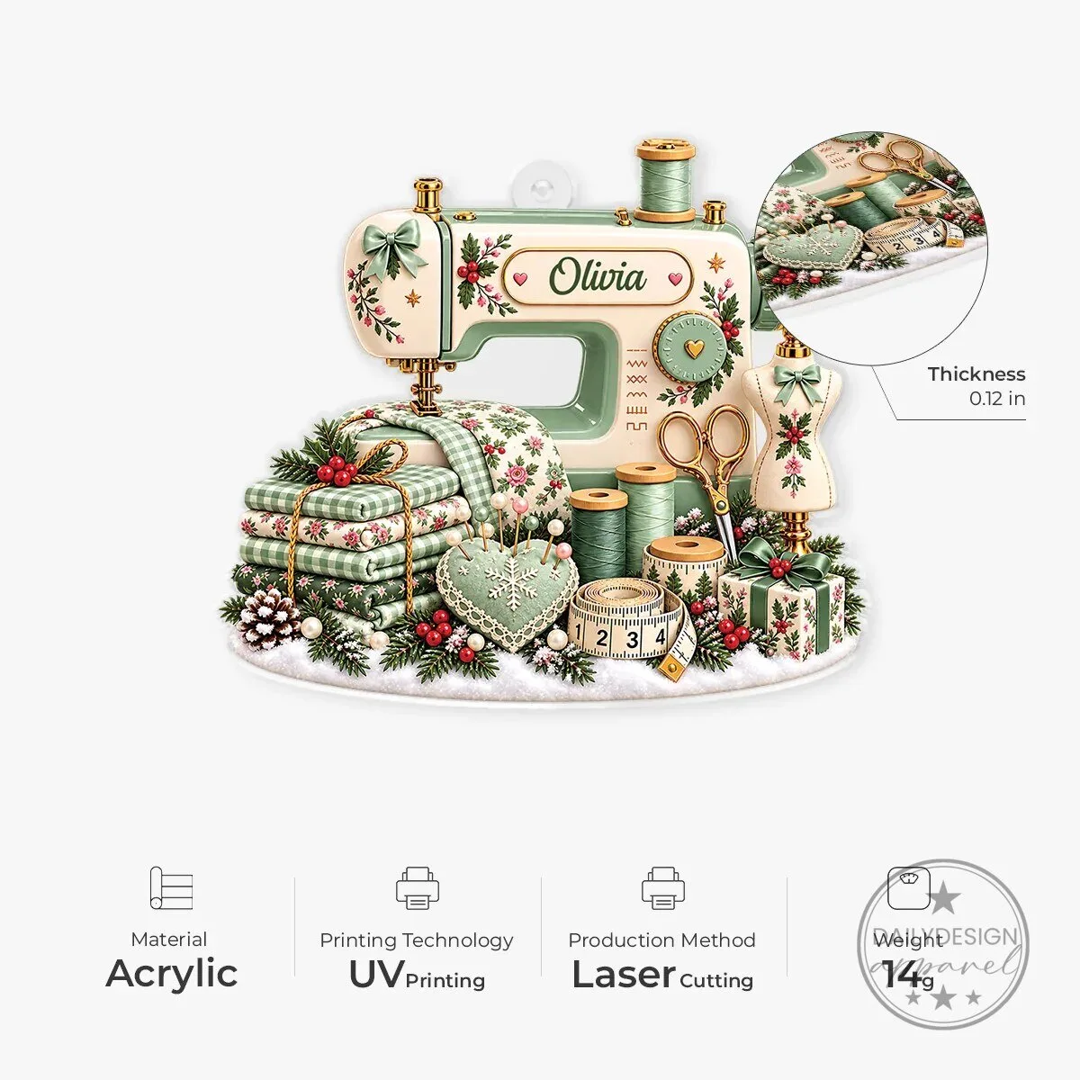 Personalized Sewing Machine Christmas Tree Ornament with Olivia Name 8 Personalized Sewing Machine Christmas Tree Ornament with Olivia Name