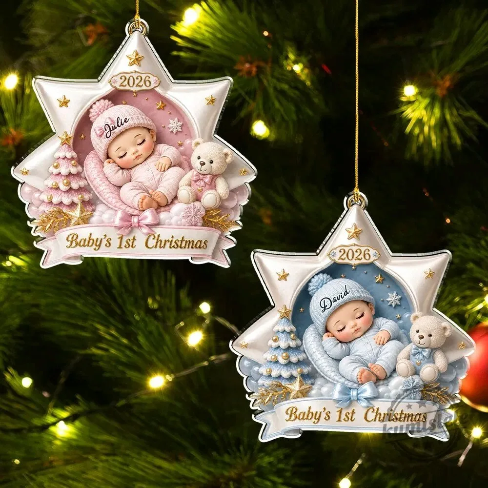 Personalized Baby's First Christmas Ornament 2026 - Custom Holiday Keepsake Gift
