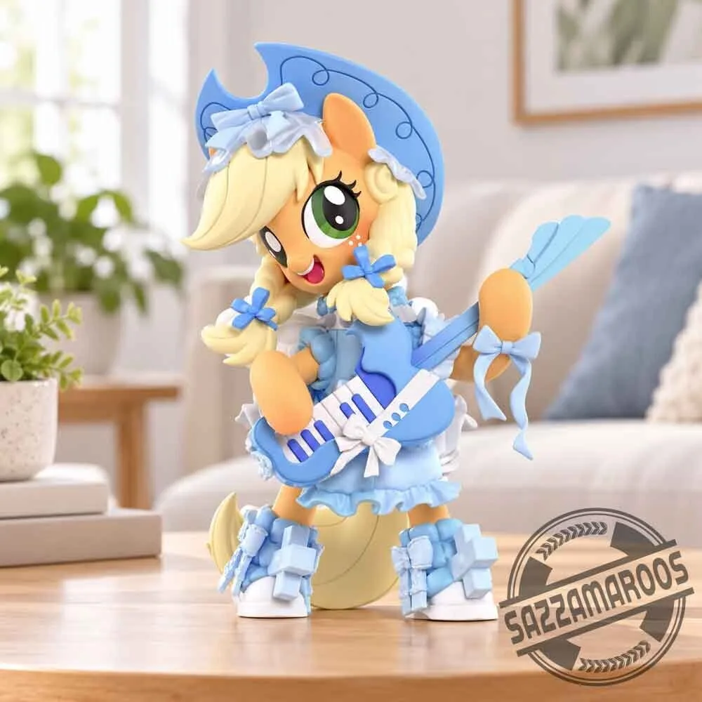 My Little Pony Applejack Blue Dress Keytar Figure 3 My Little Pony Applejack Blue Dress Keytar Figure