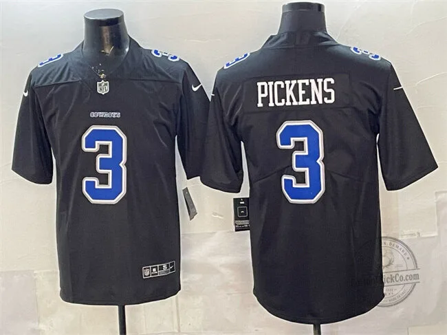 Dallas Cowboys Football George Pickens Number 3 Black Stitched Football Jersey 19 Dallas Cowboys Football George Pickens Number 3 Black Stitched Football Jersey