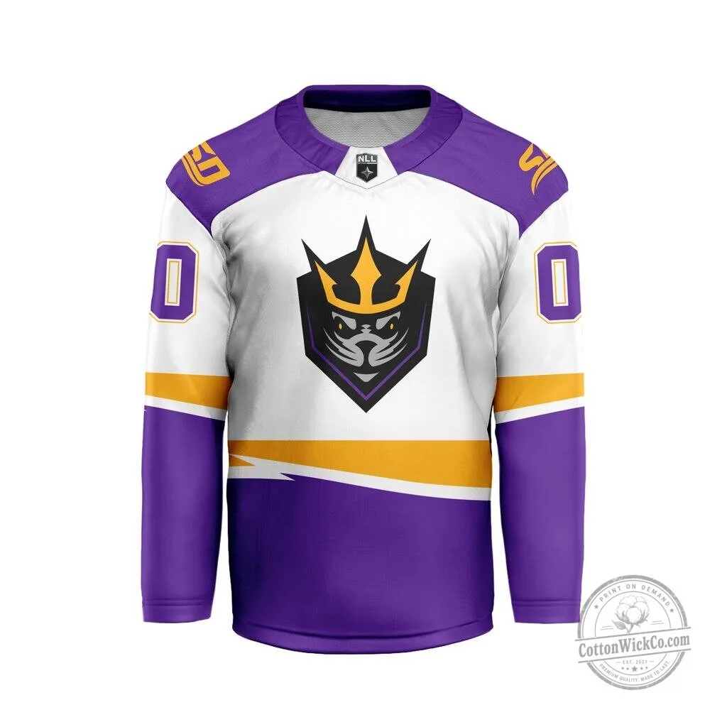San Diego Seals National Lacrosse League White and Purple Hockey Jersey