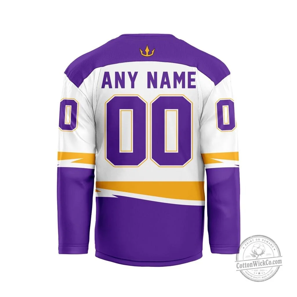 San Diego Seals National Lacrosse League White and Purple Hockey Jersey 3 San Diego Seals National Lacrosse League White and Purple Hockey Jersey