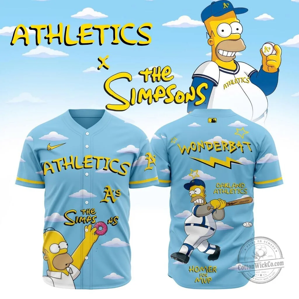 Homer Simpson Baseball Jersey from The Simpsons for Oakland Athletics Fans