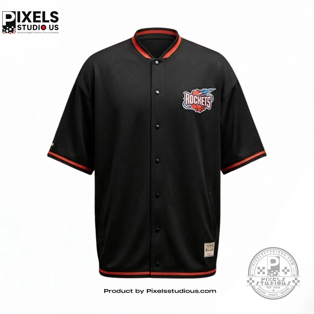 Yao Ming Houston Rockets Black Baseball Jersey 5 Yao Ming Houston Rockets Black Baseball Jersey 3D shirt or sports jersey with all-over print design