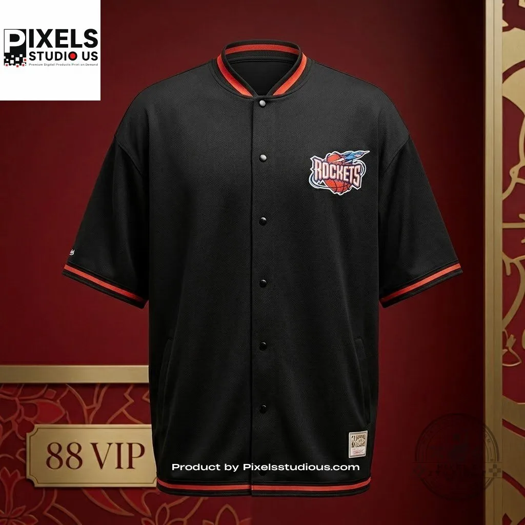Yao Ming Houston Rockets Black Baseball Jersey 6 Yao Ming Houston Rockets Black Baseball Jersey 3D shirt or sports jersey with all-over print design