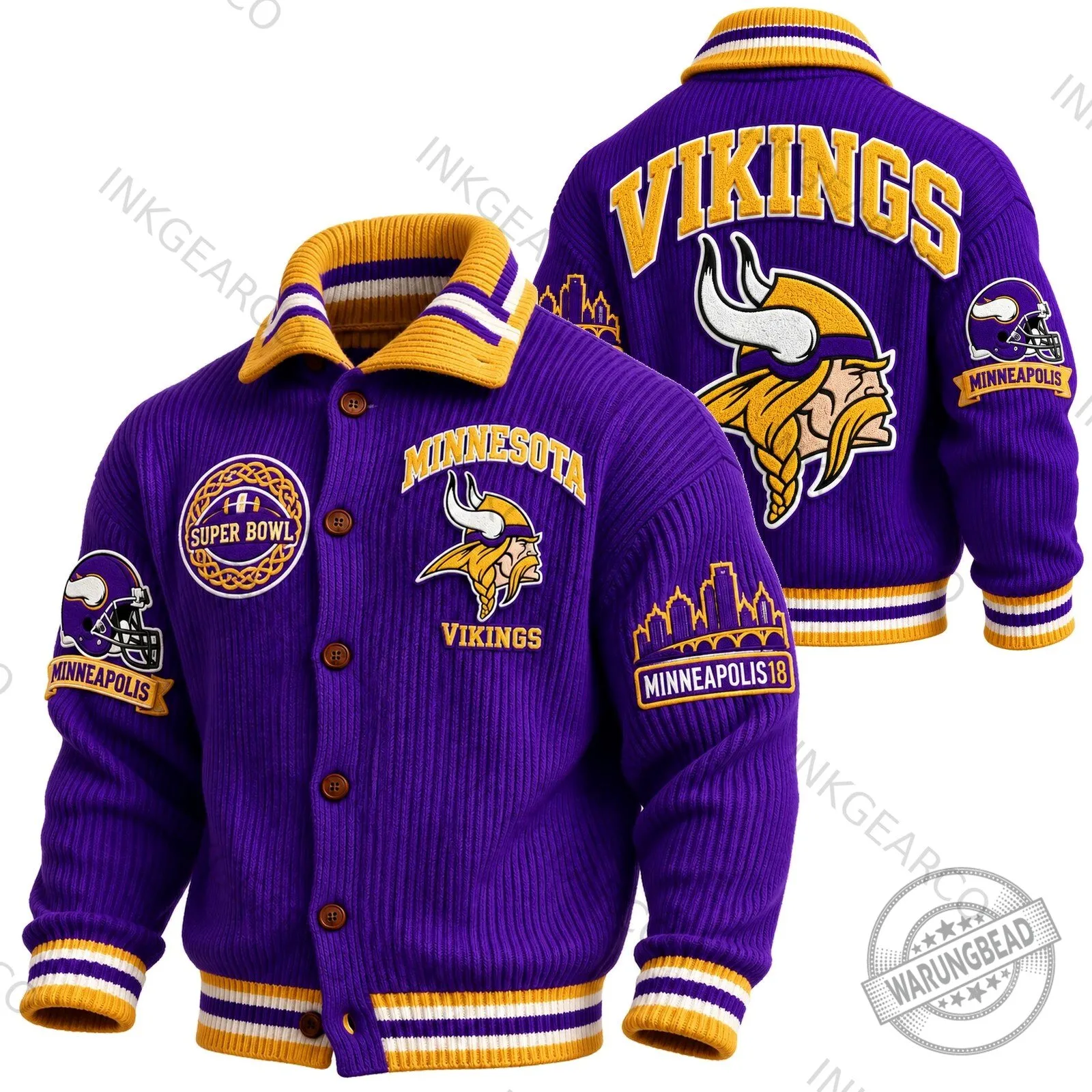 Minnesota Vikings Super Bowl Championship Purple Knit Cardigan Jacket
