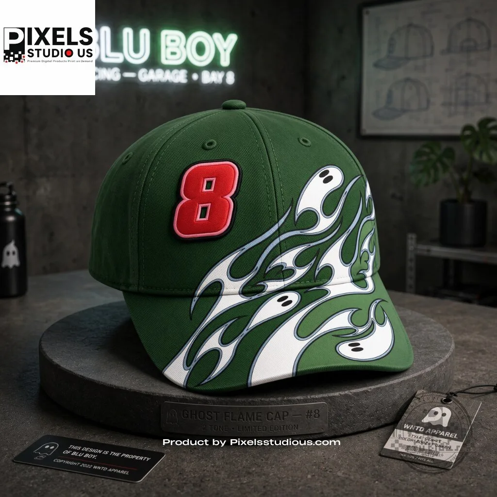 WNTD Ghost Flame Nascar Hat 7 WNTD Ghost Flame Nascar Hat 3D shirt or sports jersey with all-over print design