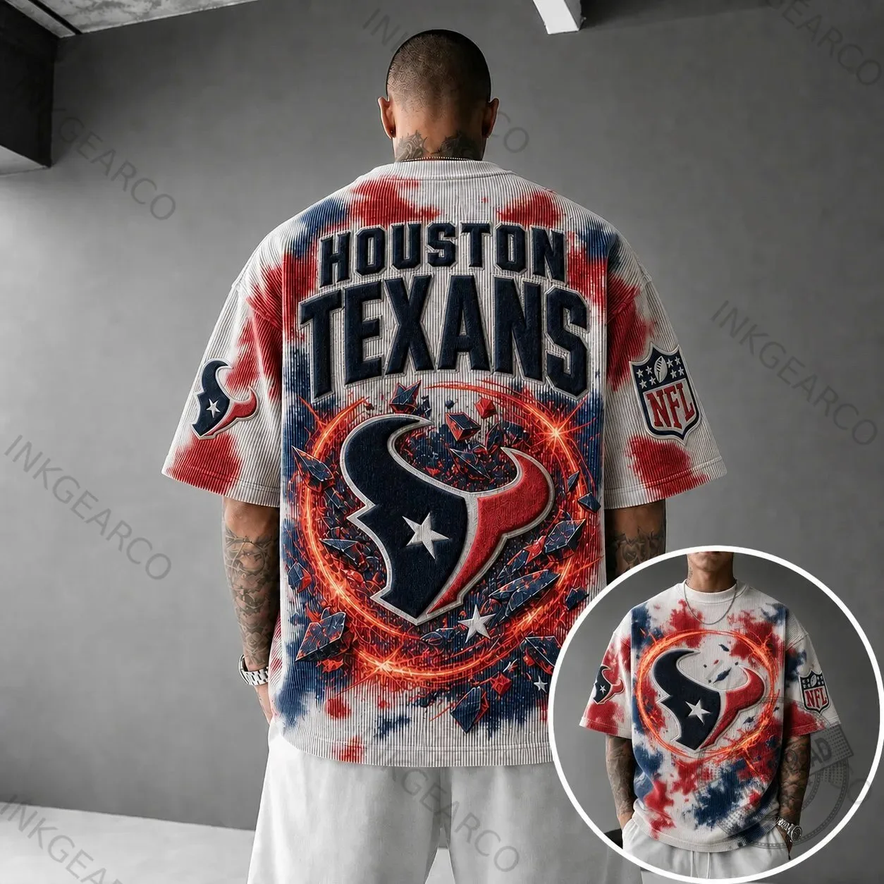 Houston Texans NFL Tie-Dye Vertical Stripe Short Sleeve T-Shirt