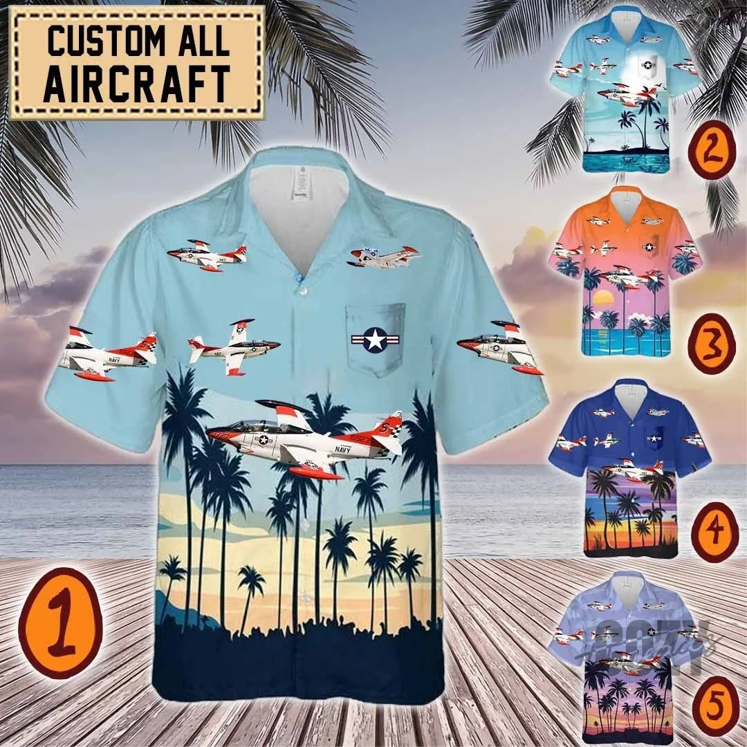 North American T-2 Buckeye Aircraft Hawaiian Shirt