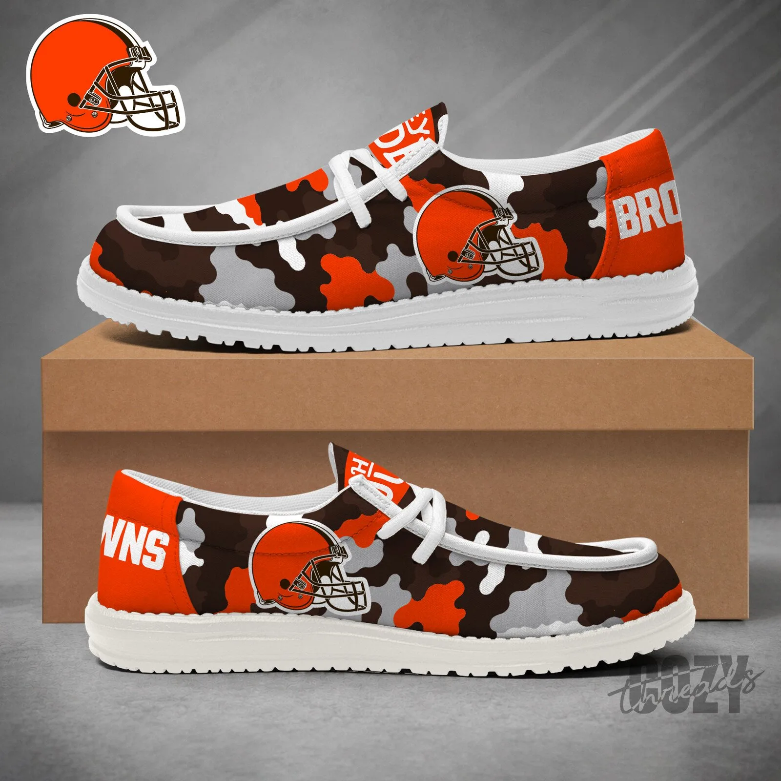 NFL Game Day Camouflage Loafer Shoes for Men and Women - Cleveland Browns
