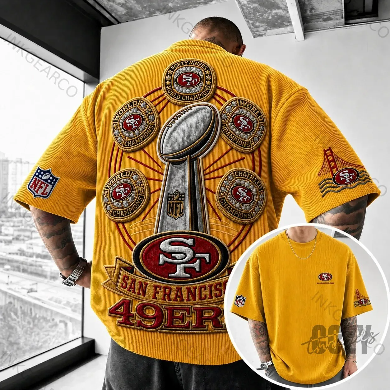 San Francisco 49ers NFL World Champions Super Bowl Corduroy Short-Sleeve T-Shirt