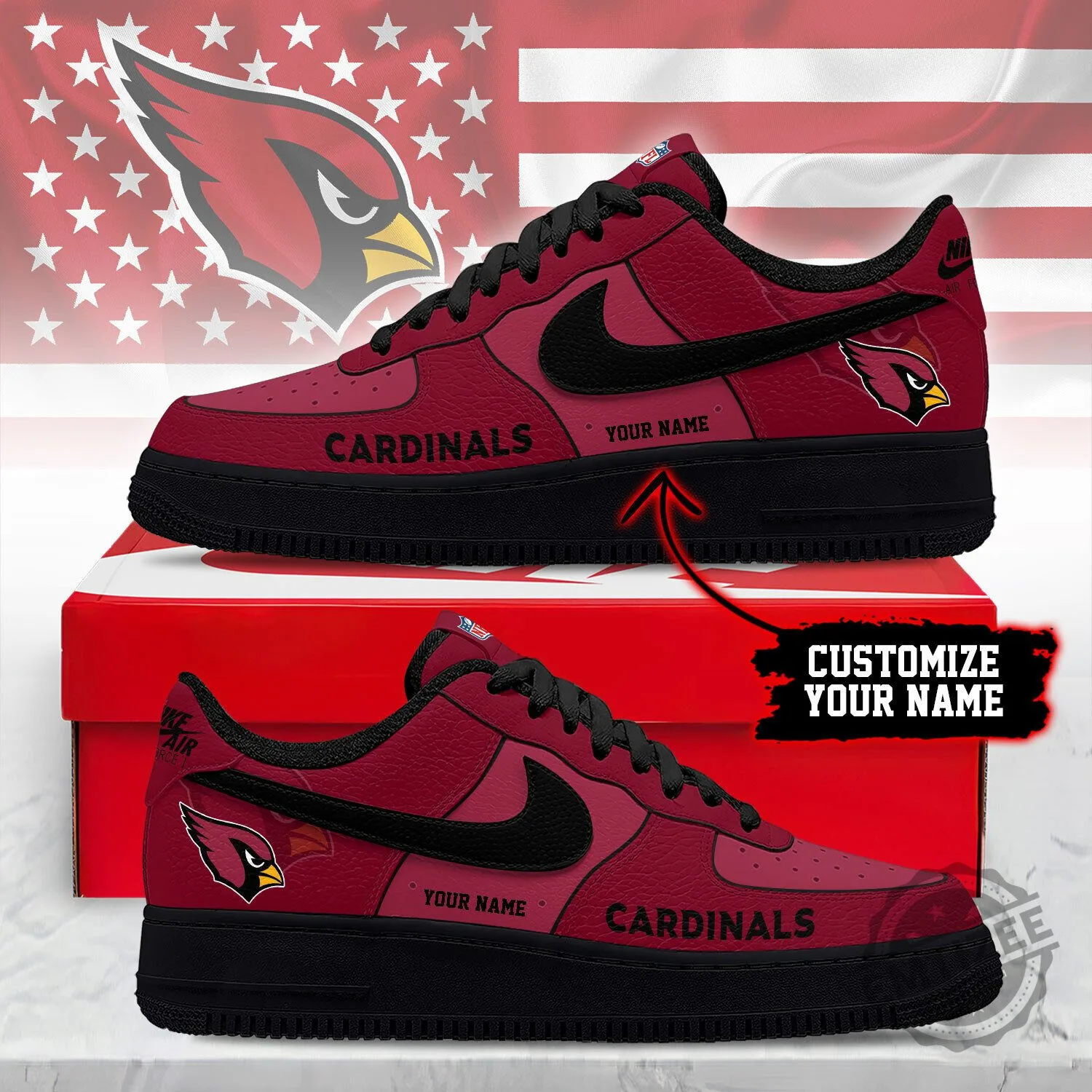 Arizona Cardinals Custom Name Football Team Sneakers