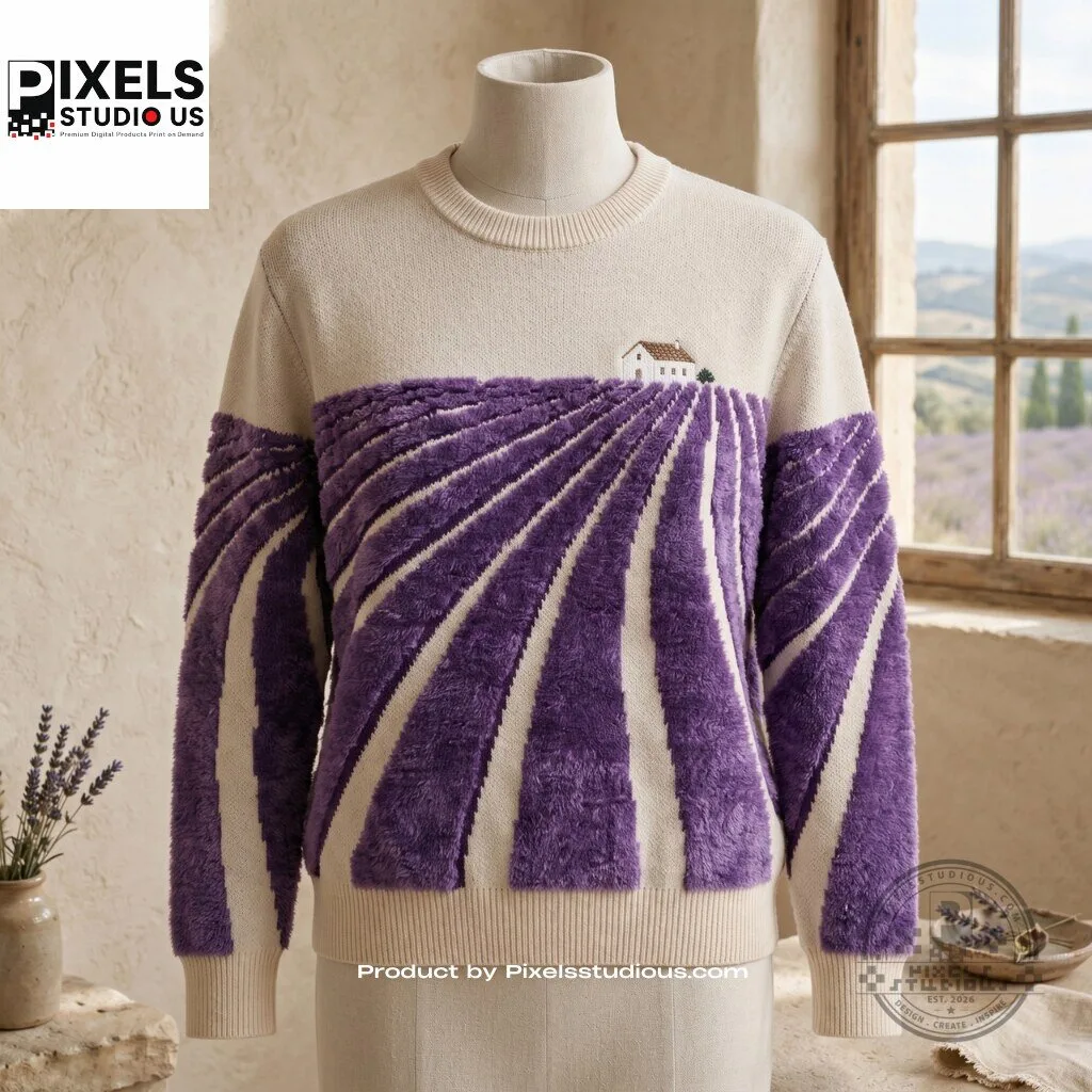Lavender Field Hand Embroidery Sweater 5 Lavender Field Hand Embroidery Sweater 3D shirt or sports jersey with all-over print design