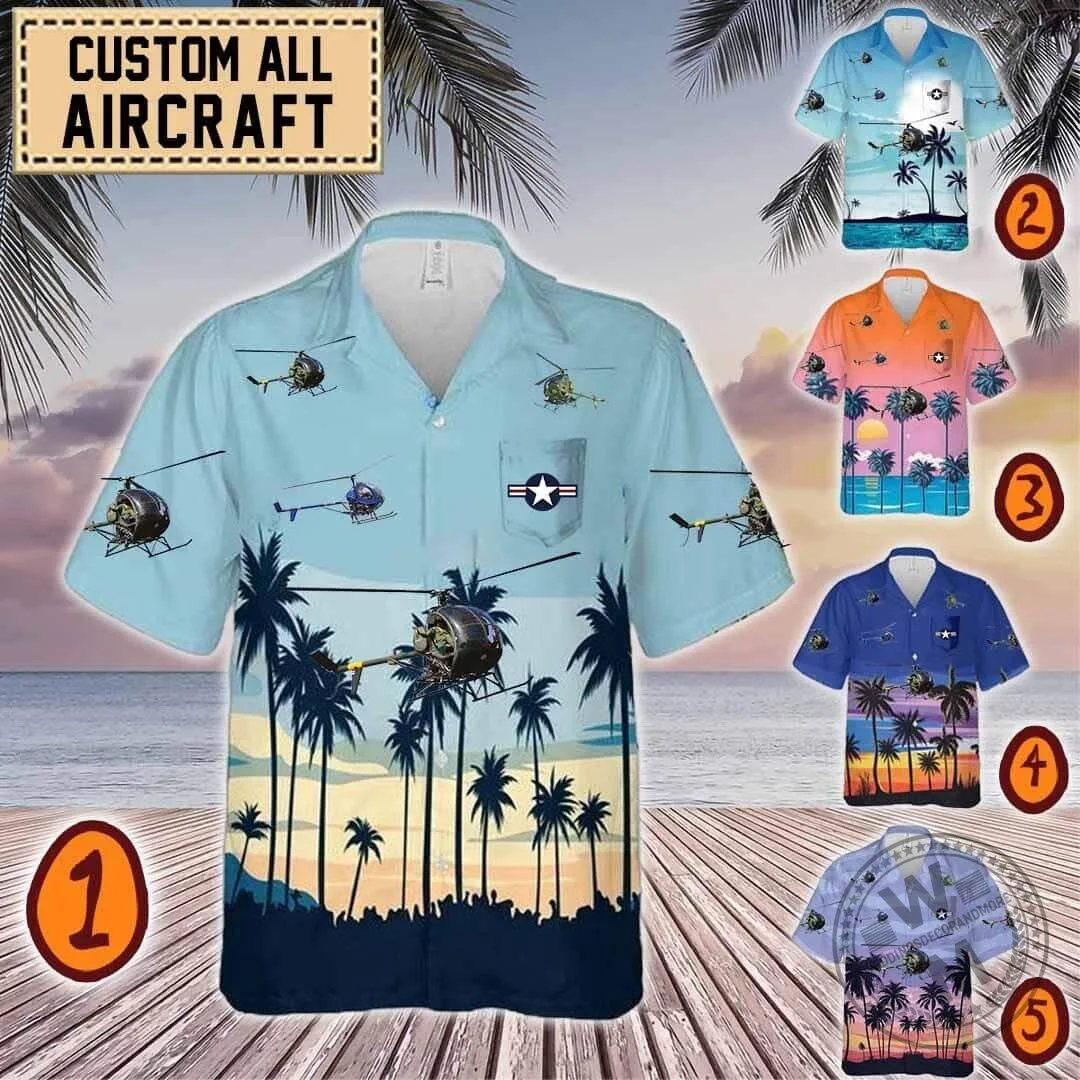 Sikorsky TH-55 Osage Helicopter Tropical Hawaiian Shirt