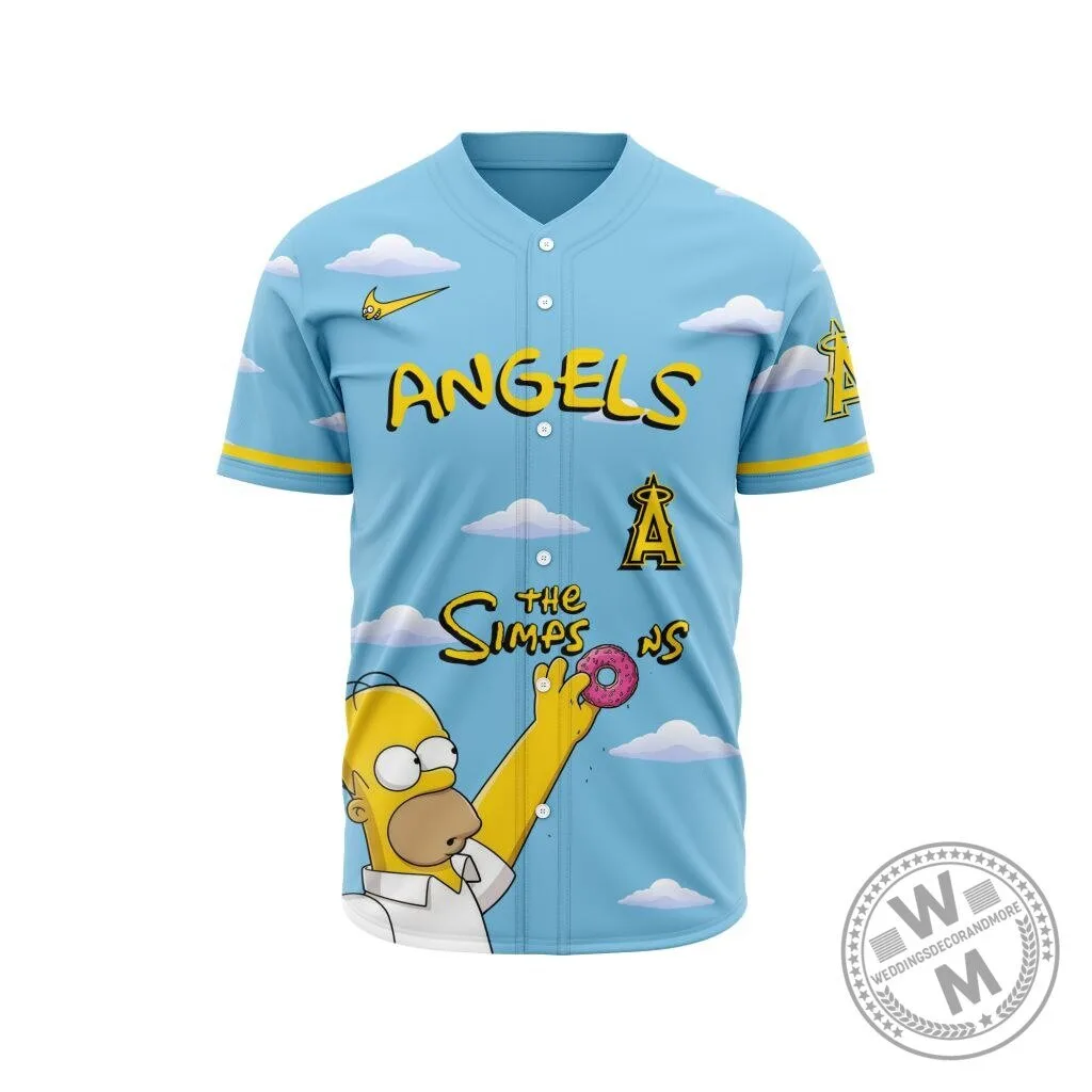 Homer Simpson Baseball Jersey featuring Los Angeles Angels and The Simpsons 4 Homer Simpson Baseball Jersey featuring Los Angeles Angels and The Simpsons