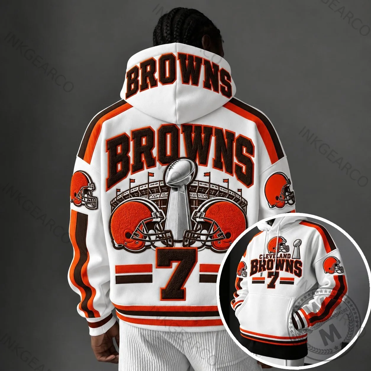 Cleveland Browns Super Bowl Football Team White Hoodie 1 Cleveland Browns Super Bowl Football Team White Hoodie