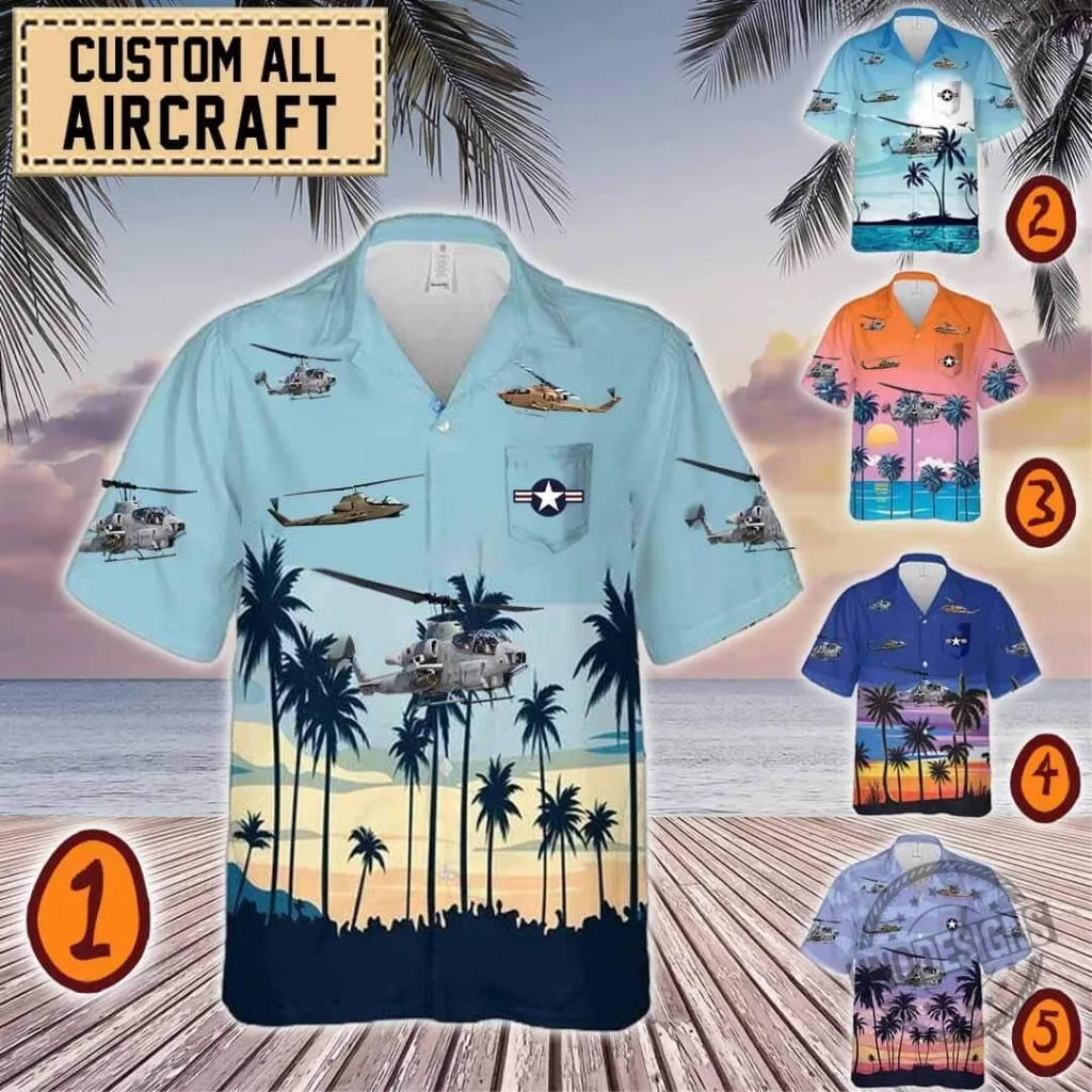 Bell AH-1 Cobra Attack Helicopter Tropical Sunset Hawaiian Shirt 30 Bell AH-1 Cobra Attack Helicopter Tropical Sunset Hawaiian Shirt