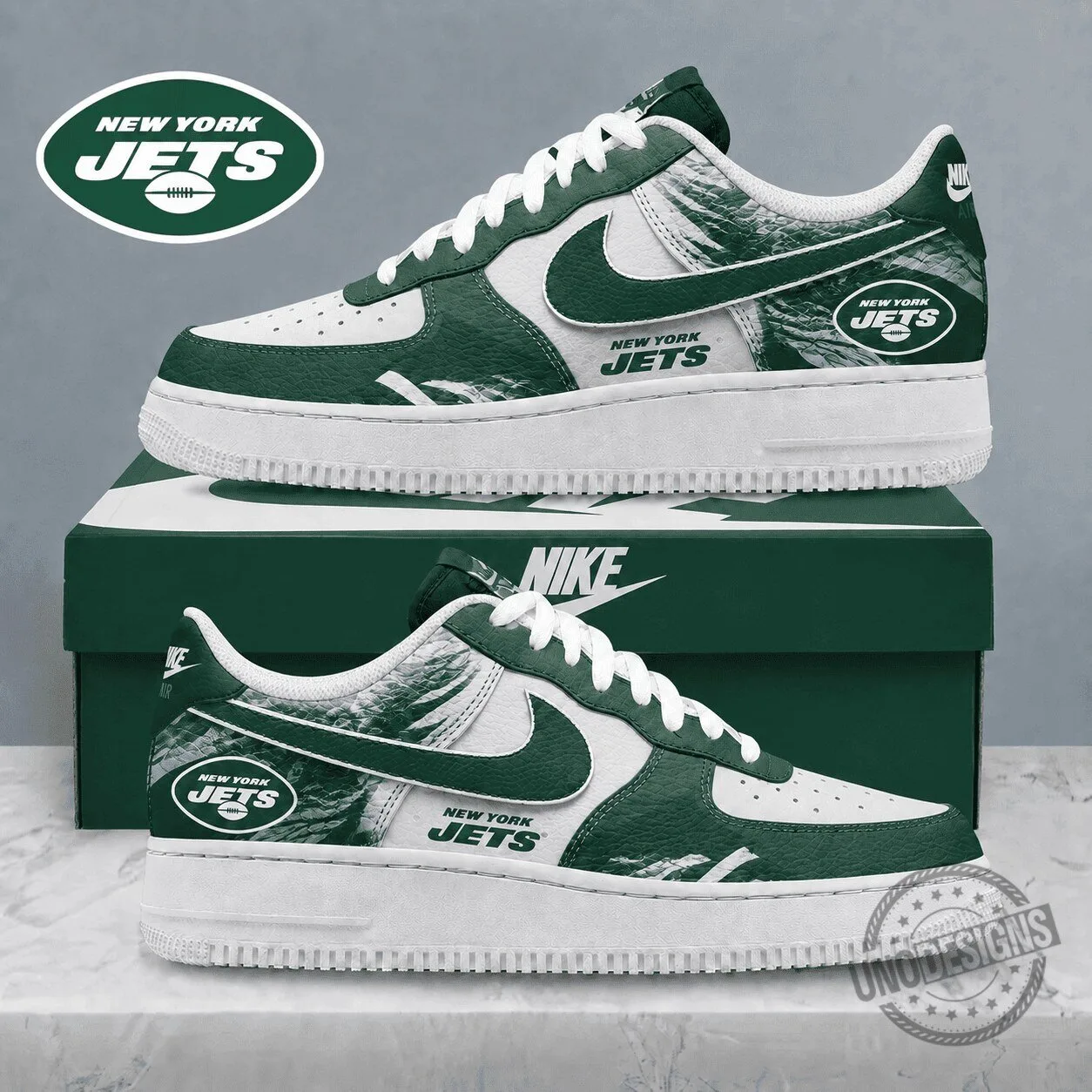 New York Jets NFL Football Team Logo White and Green Custom Sneakers Shoes