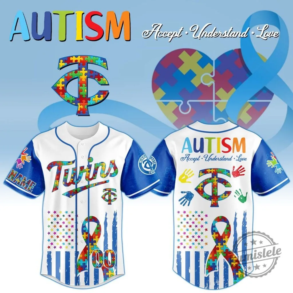 Minnesota Twins Personalized Autism Awareness Baseball Jersey