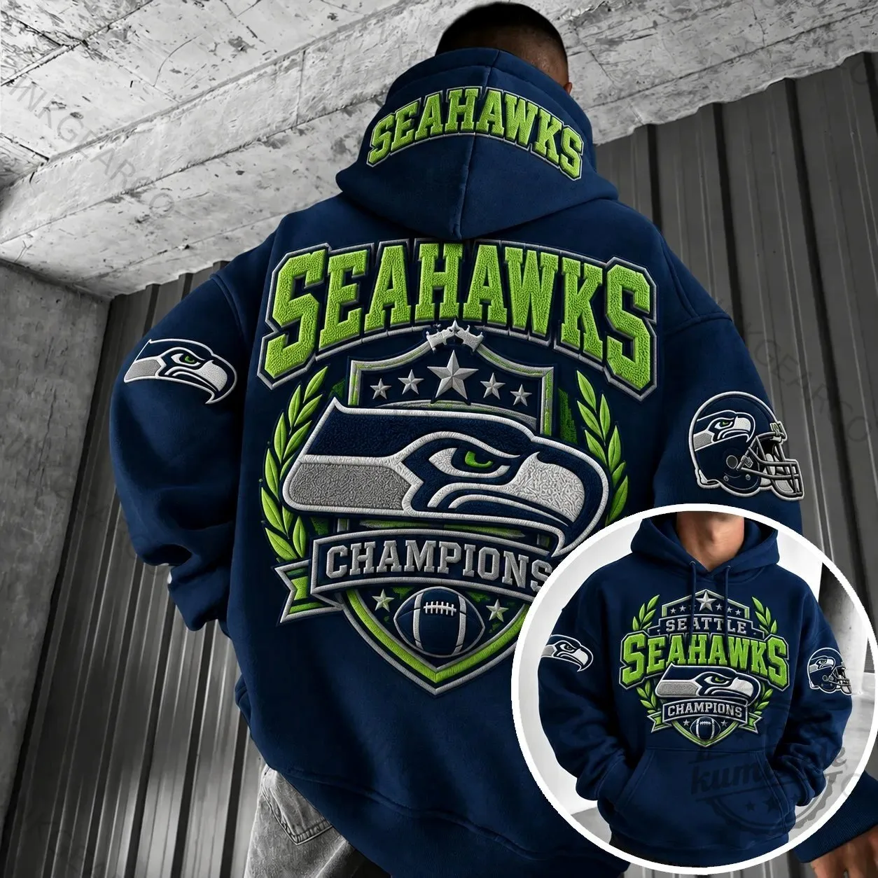 Seattle Seahawks Champions Football Team Logo Graphic Design Hoodie