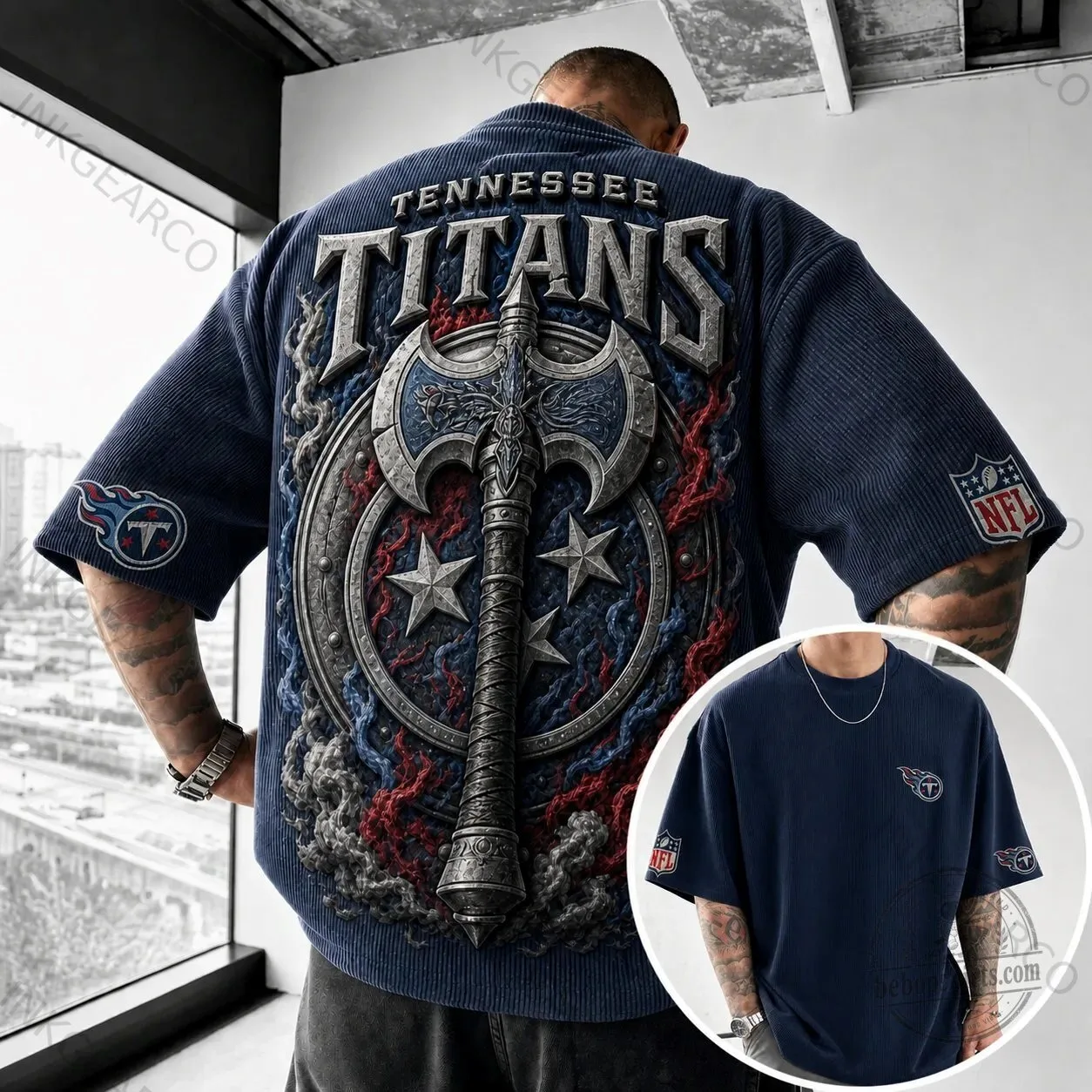 Tennessee Titans NFL Football Team Axe Logo Short Sleeve T-Shirt