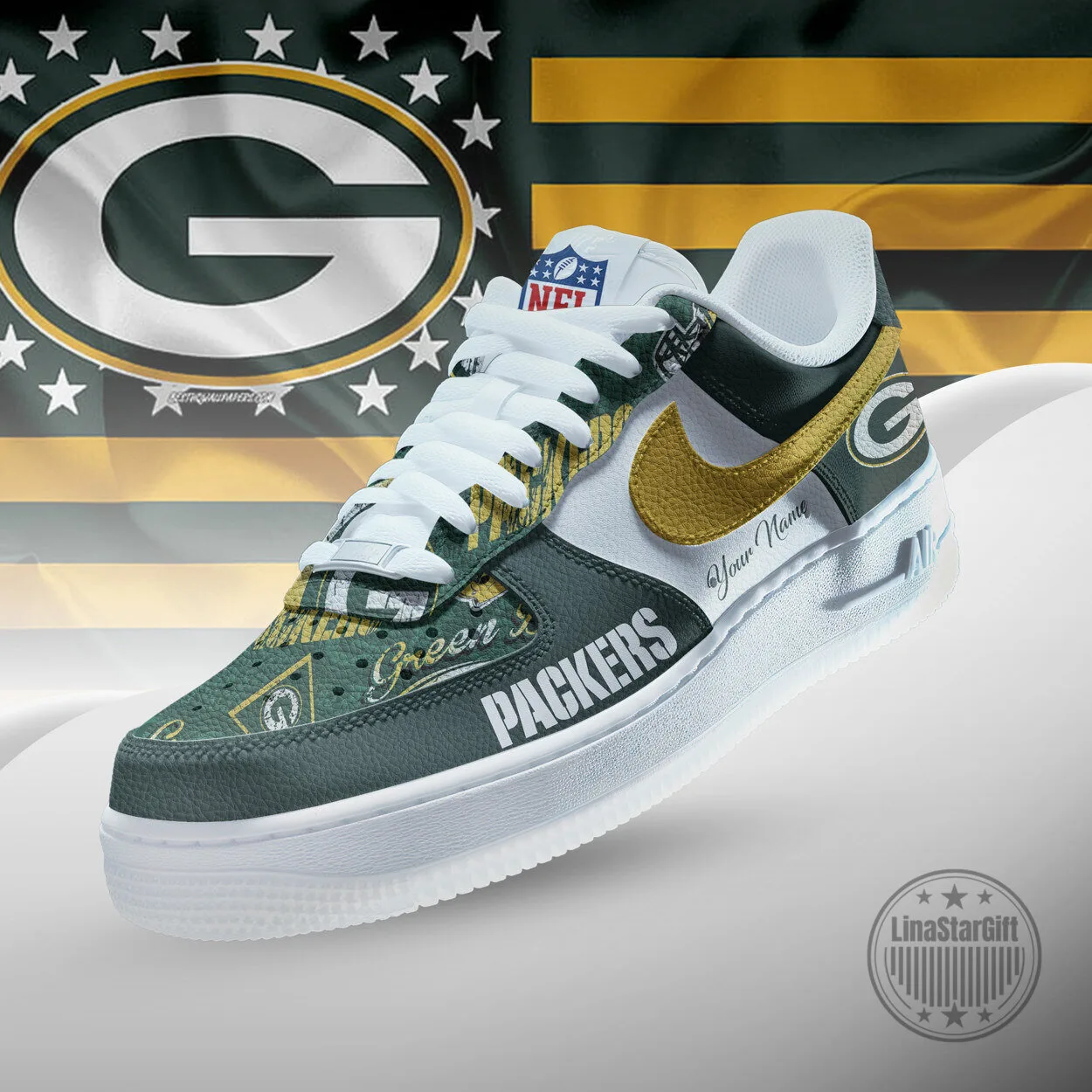 Green Bay Packers Personalized Team Icon Air Force 1 Shoes