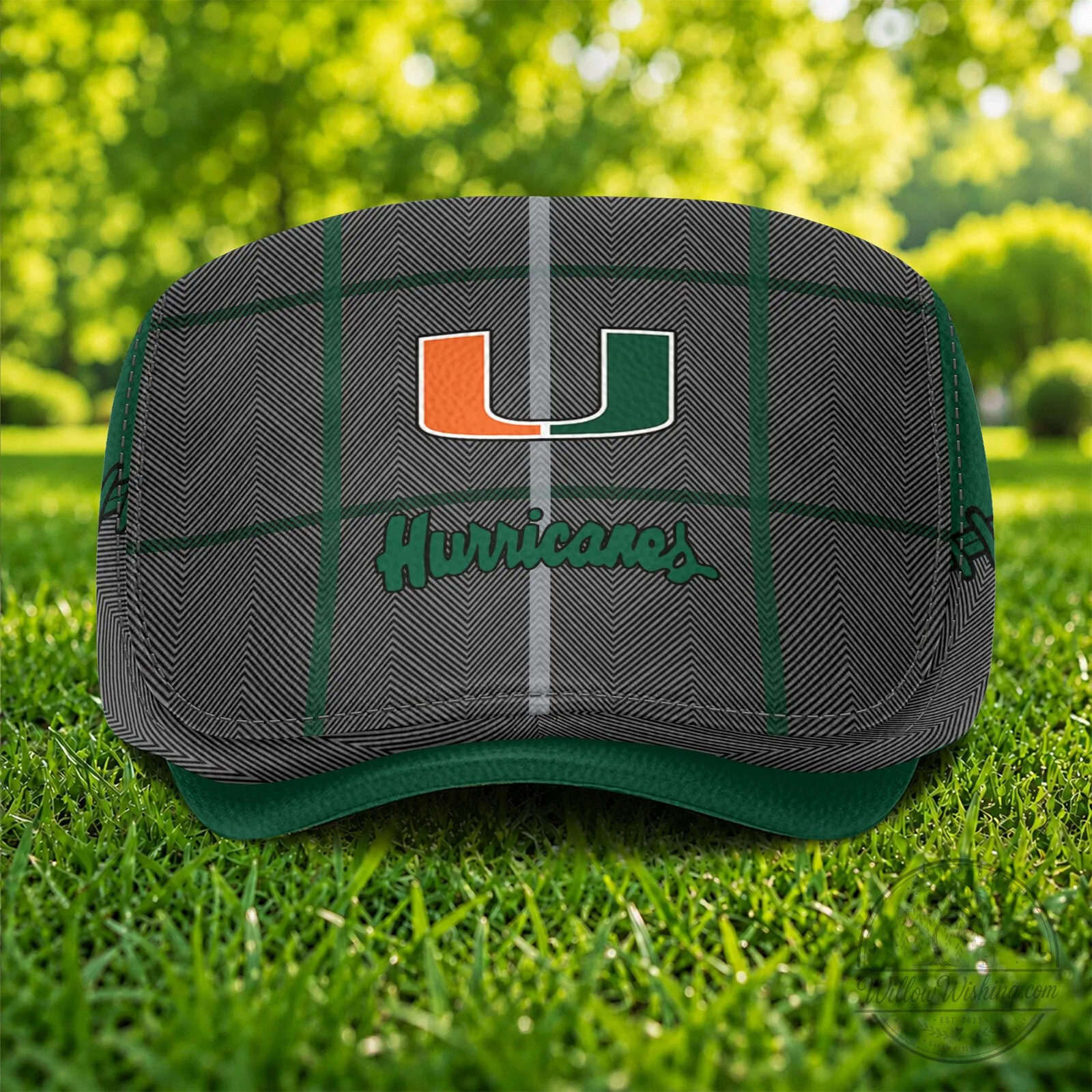 Miami Hurricanes NCAA Plaid Pattern Golf Flat Cap Hat 10 Miami Hurricanes NCAA Plaid Pattern Golf Flat Cap Hat