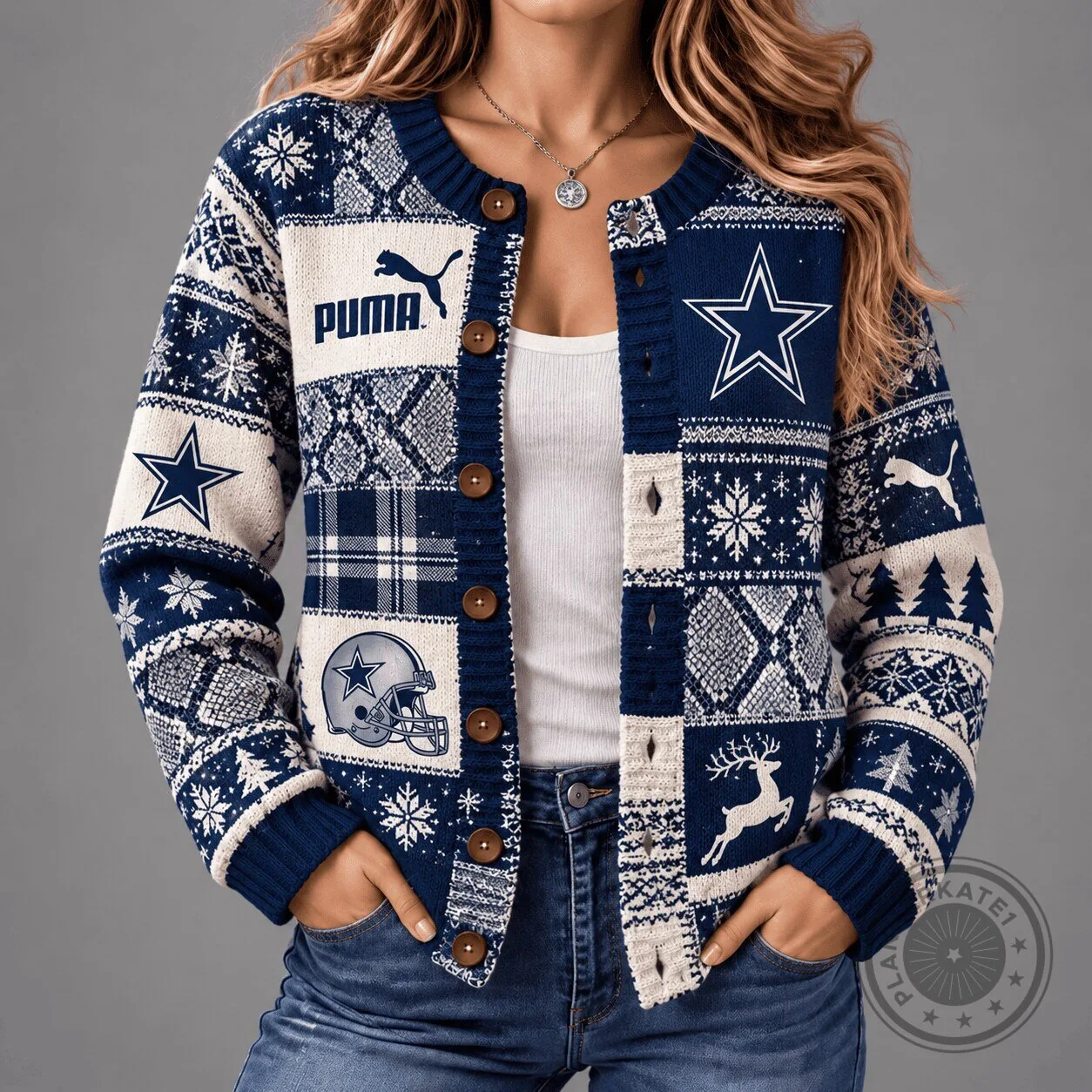 Dallas Cowboys Christmas Patchwork Cardigan Sweater