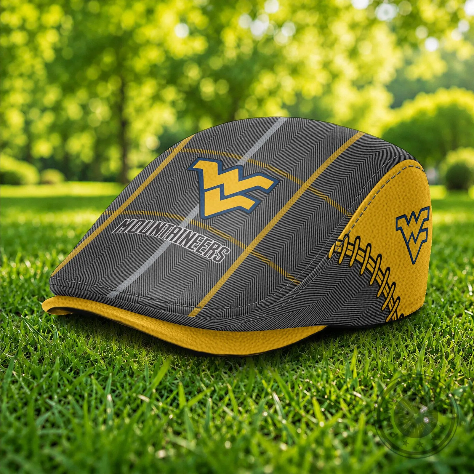 West Virginia Mountaineers NCAA Plaid Pattern Golf Flat Cap