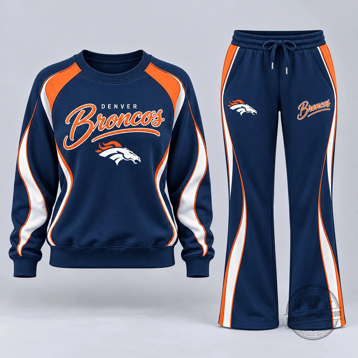 Denver Broncos Football Team Women's Navy Blue Sweatshirt and Pants Set