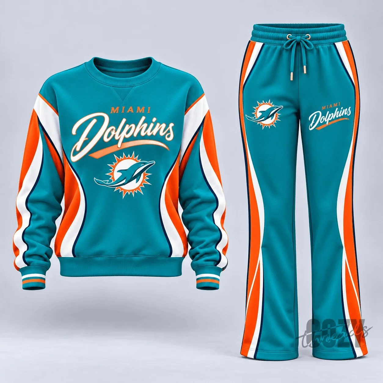 Miami Dolphins NFL Football Team Logo Teal and Orange Sweatshirt