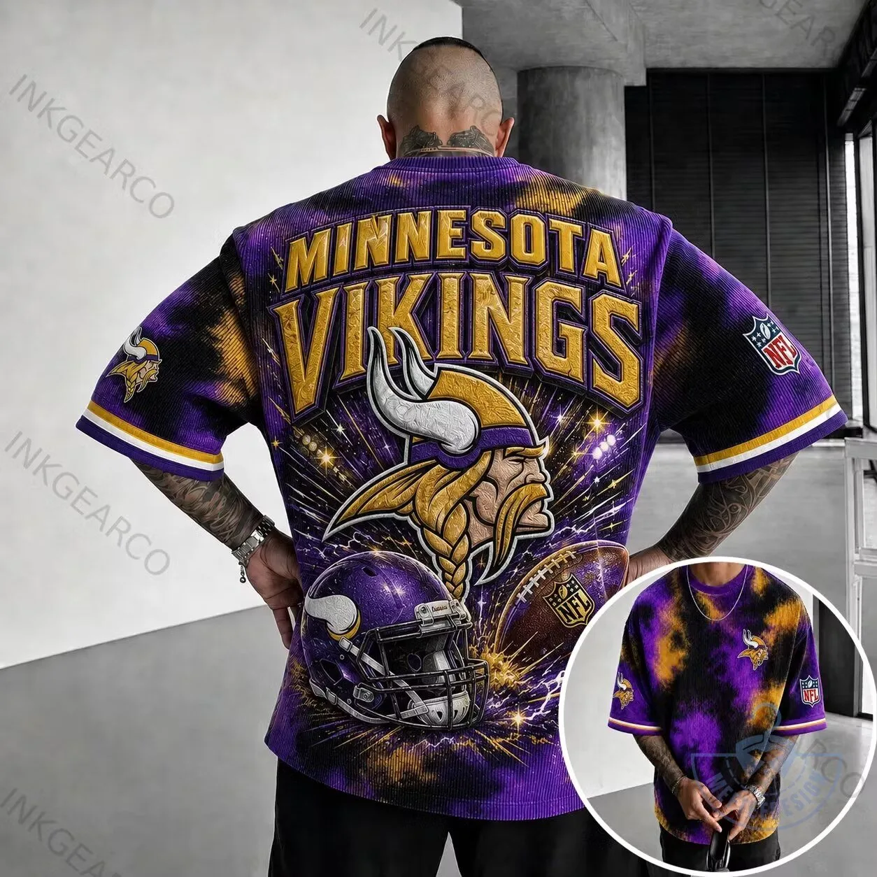 Minnesota Vikings NFL Football Team Purple Tie-Dye Short Sleeve T-Shirt