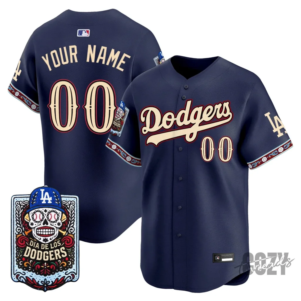 Los Angeles Dodgers Dia de los Muertos Premier Limited Custom Baseball Jersey Los Angeles Dodgers Dia de los Muertos Premier Limited Custom Baseball Jersey