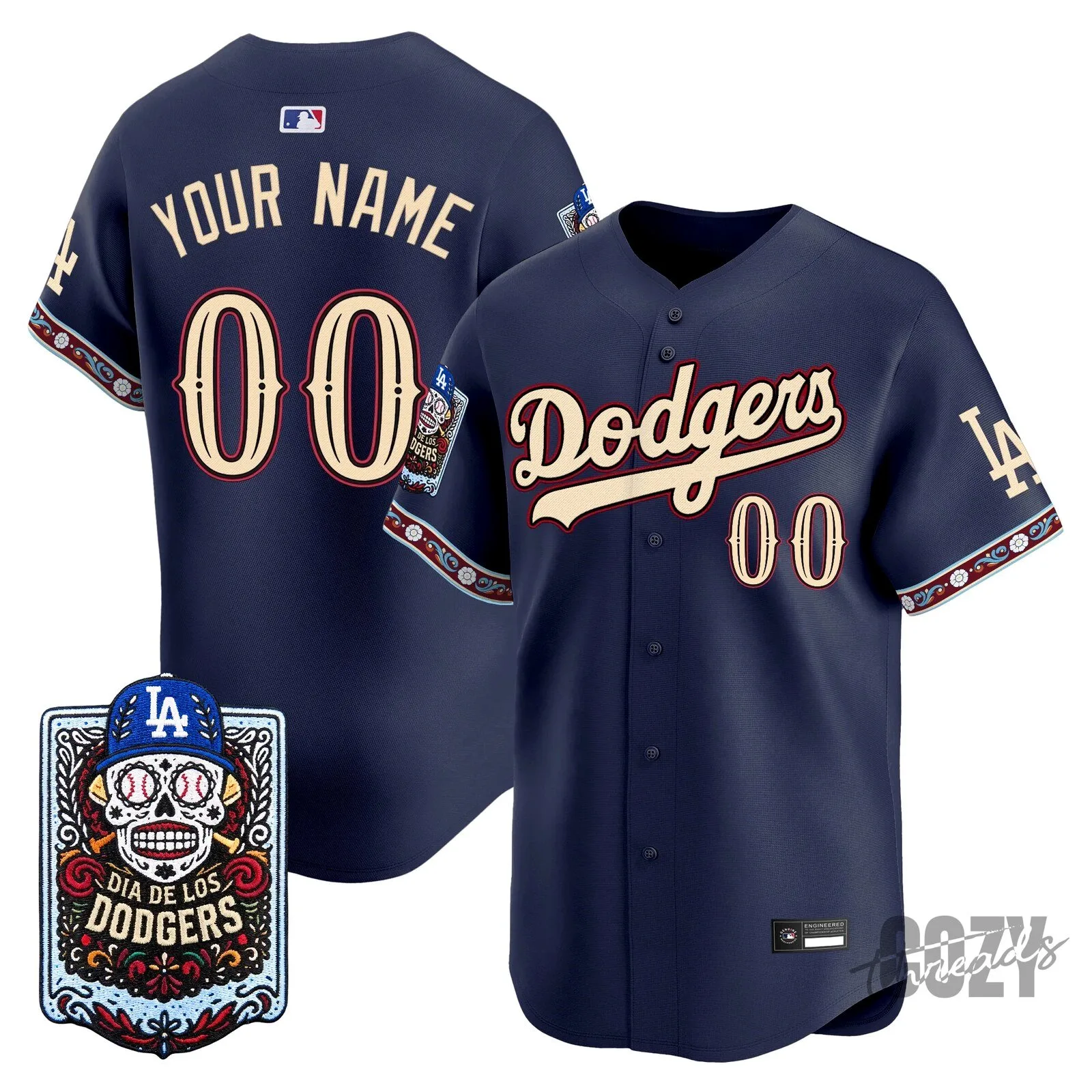 Los Angeles Dodgers Dia de los Muertos Premier Limited Custom Baseball Jersey