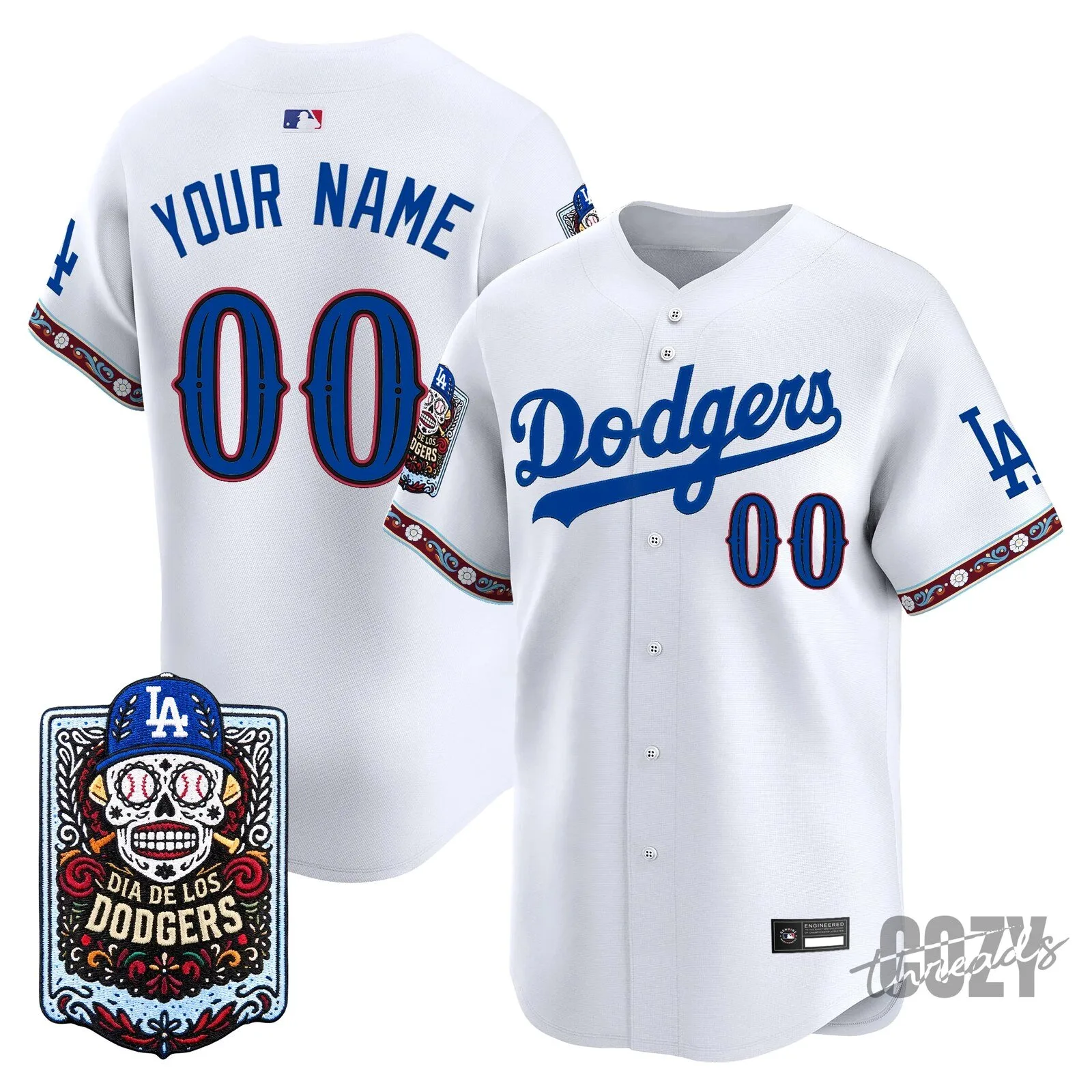 Los Angeles Dodgers Dia de los Muertos Premier Limited Custom Baseball Jersey 6 Los Angeles Dodgers Dia de los Muertos Premier Limited Custom Baseball Jersey