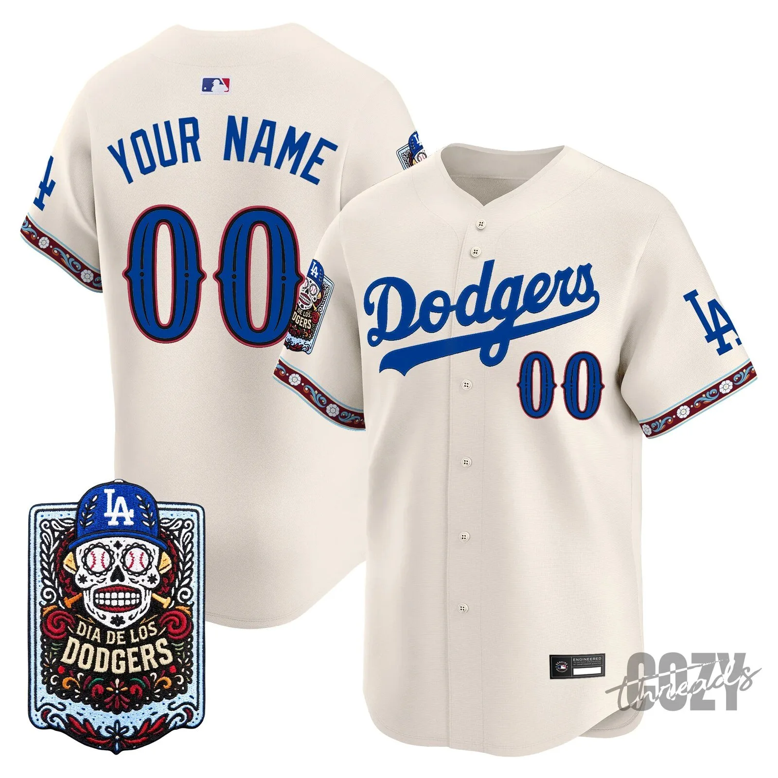 Los Angeles Dodgers Dia de los Muertos Premier Limited Custom Baseball Jersey 7 Los Angeles Dodgers Dia de los Muertos Premier Limited Custom Baseball Jersey