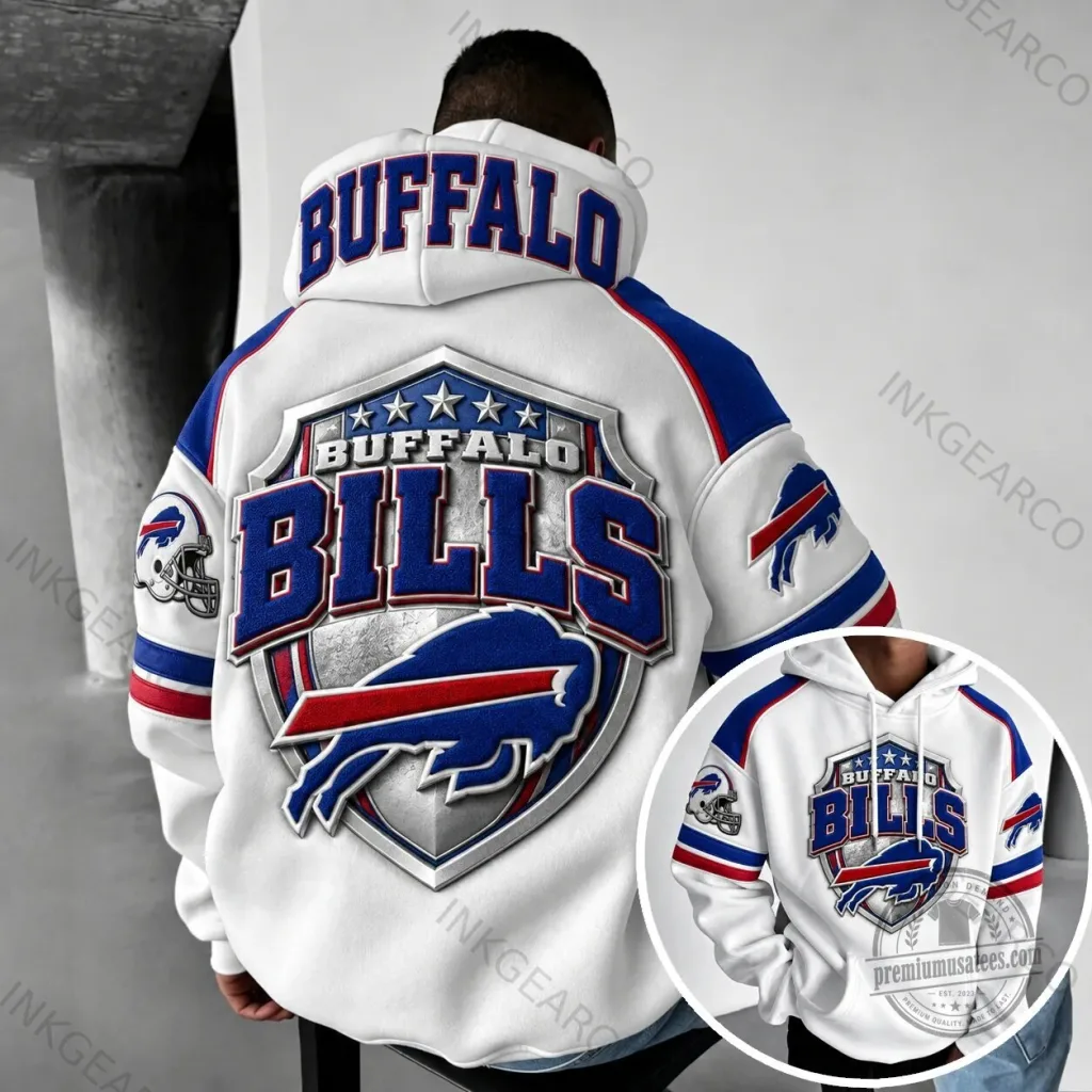 Buffalo Bills American Football Team Logo White Custom Hoodie Buffalo Bills American Football Team Logo White Custom Hoodie